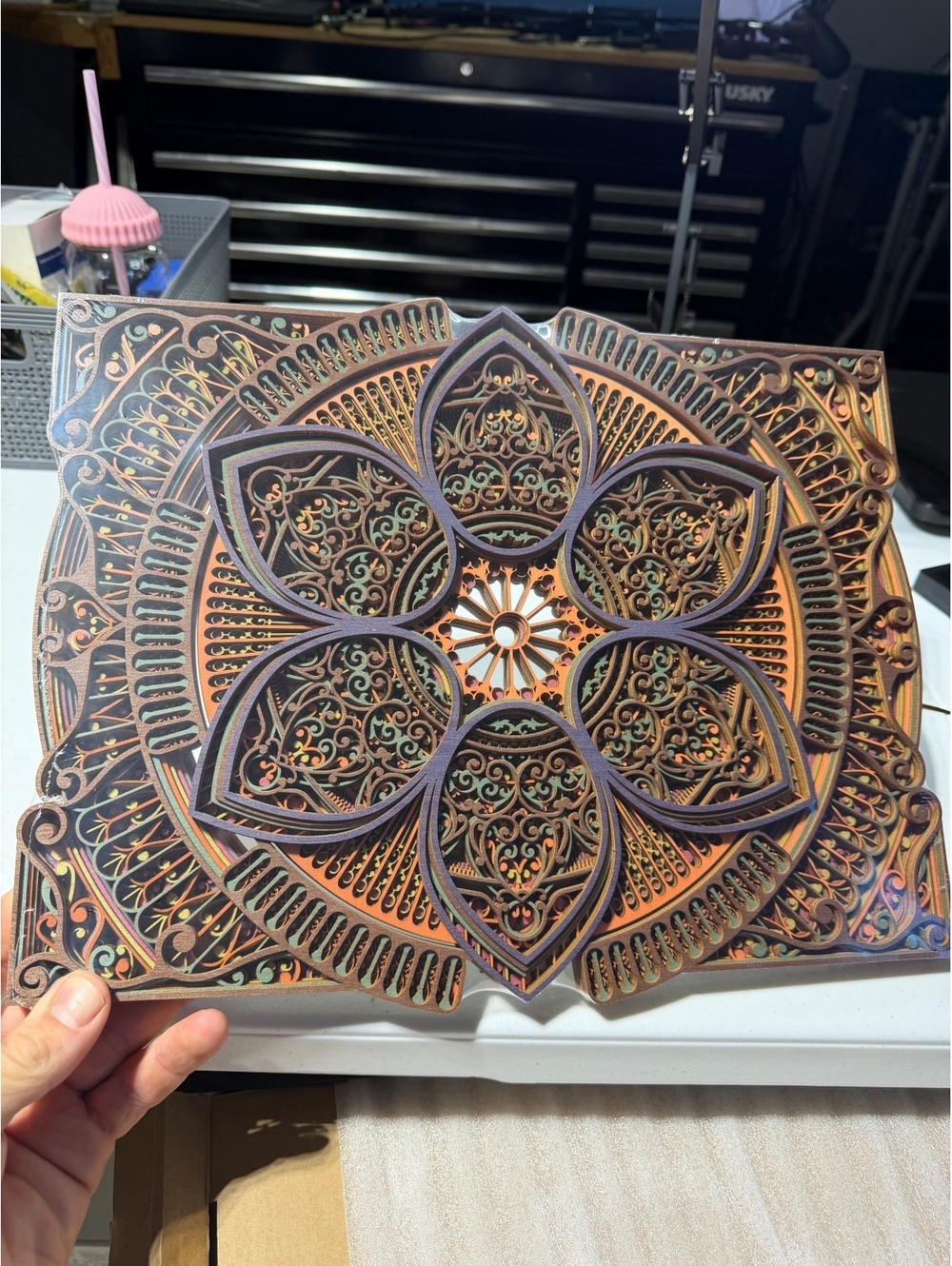 Laser cut wooden mandala wall art panel